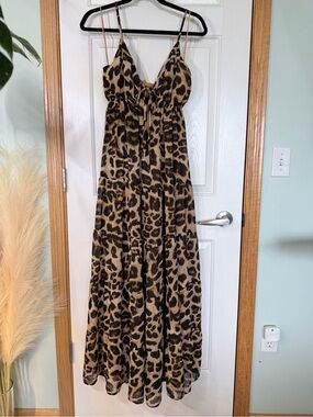 Flying Tomato Leopard Print Maxi Dress in Tan and Black